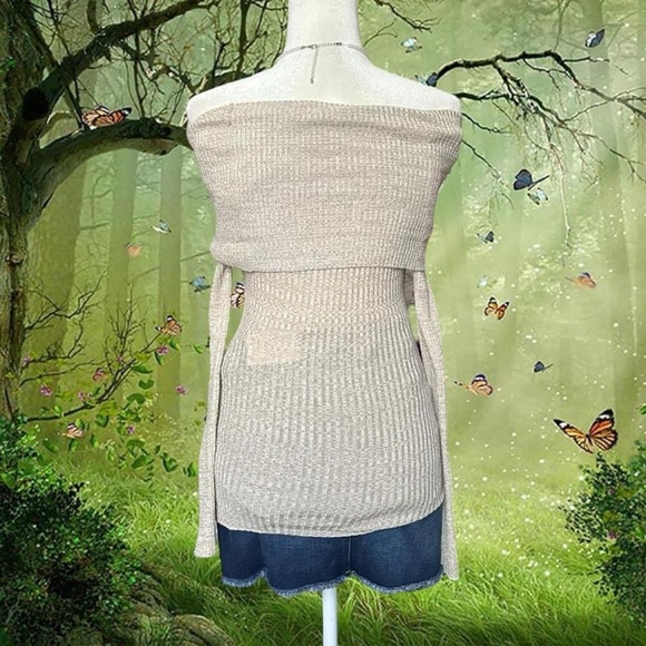 Y2k Cream Off The Shoulder Top Size Xs By It’s Our Time - Picture 5 of 7